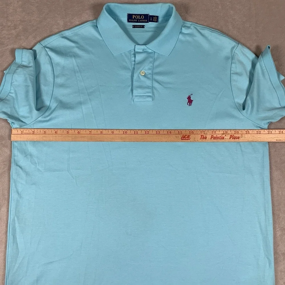 Polo Ralph Lauren Polo Shirt Mens Large Aqua Short Sleeve Preppy Casual Classic